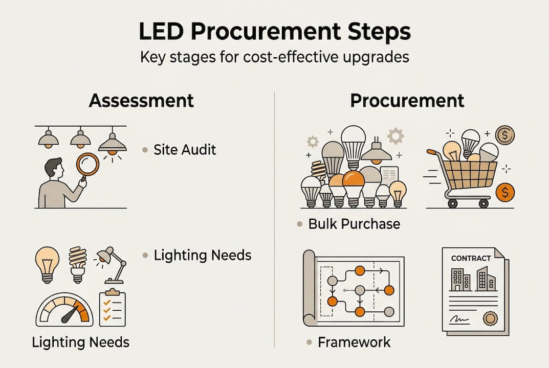 Infographic summarizing LED procurement steps