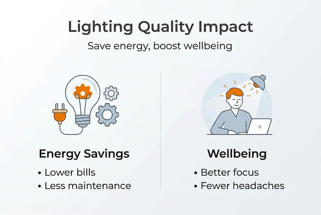 Infographic showing lighting quality benefits