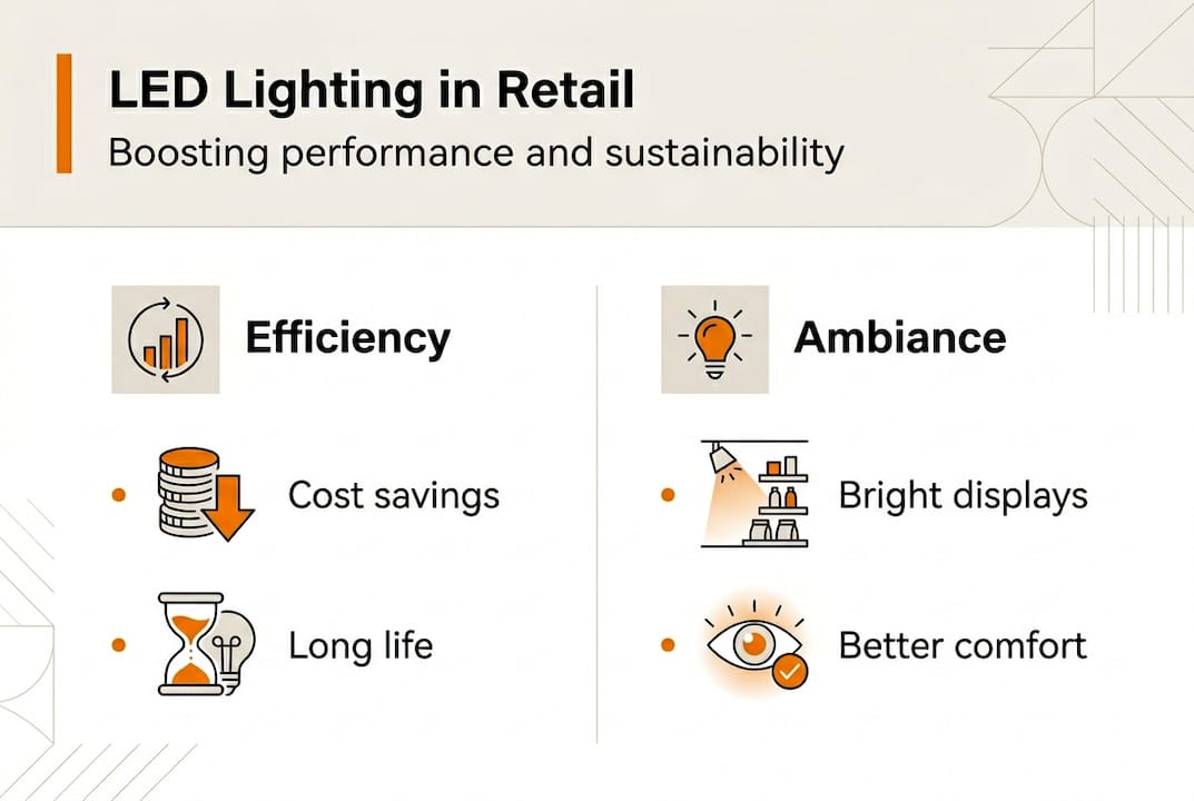 Infographic LED lighting benefits in retail
