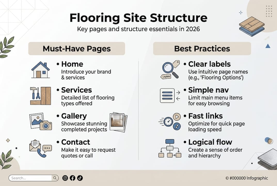 Infographic highlighting flooring website key pages