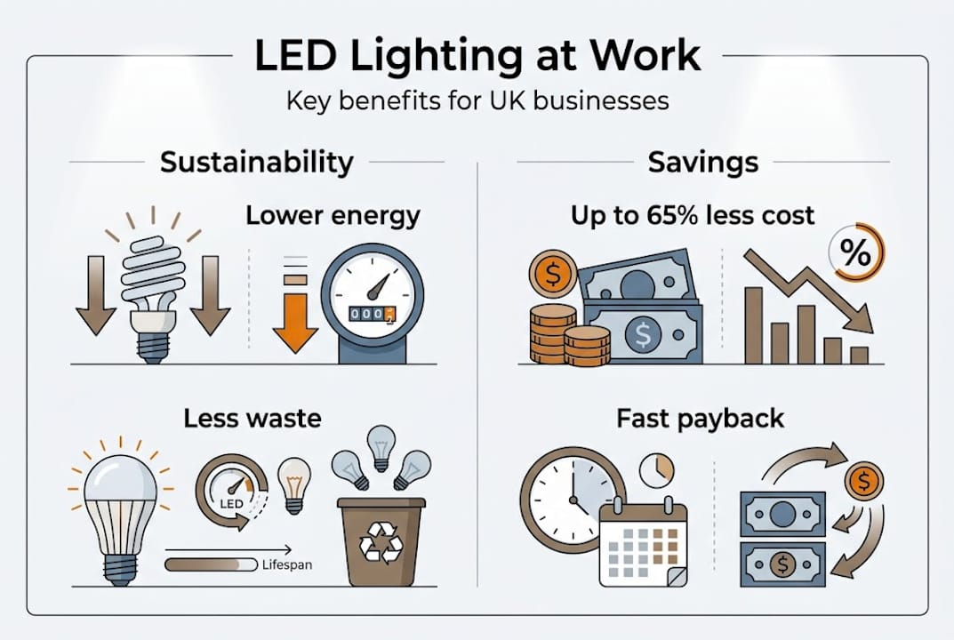 Infographic on LED lighting sustainability and savings