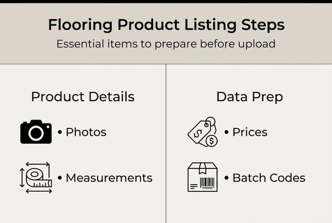 Infographic of flooring product listing essentials