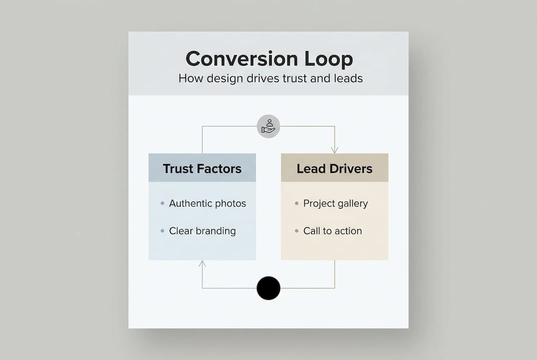 Infographic showing flooring trust and lead flow