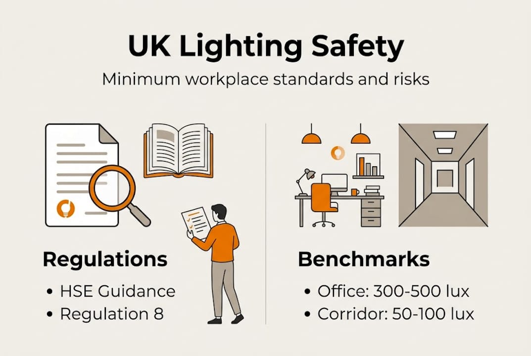 Infographic with UK lighting safety benchmarks
