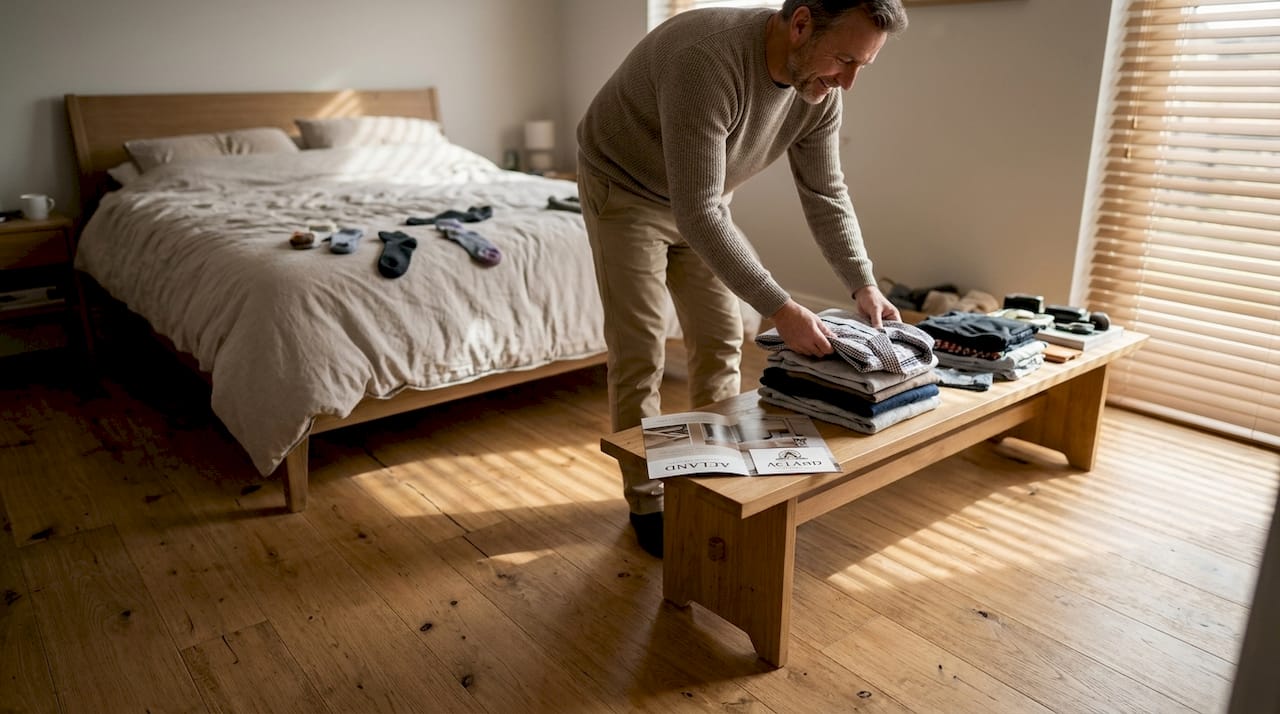 Bedroom with solid wood and engineered flooring