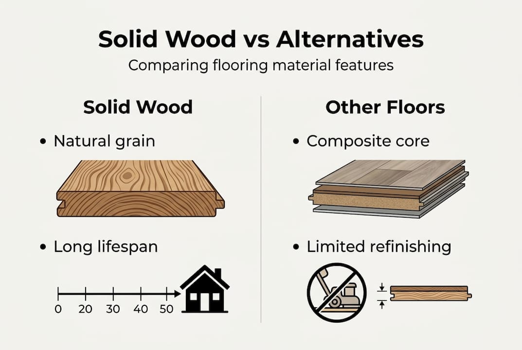 Infographic comparing solid wood and other floors