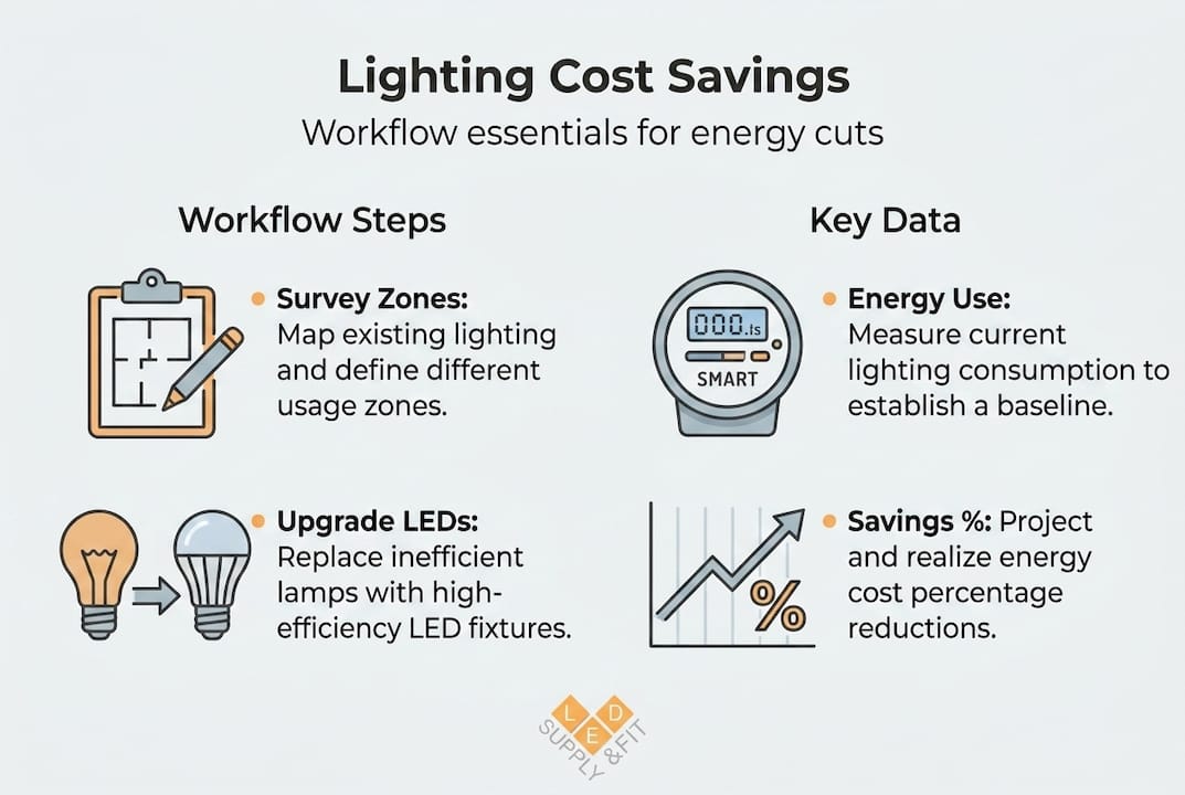 Infographic of lighting workflow and data points