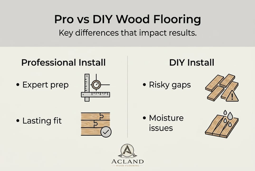 Infographic contrasting pro and DIY flooring