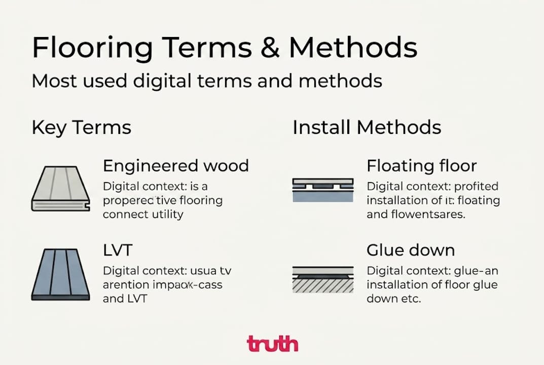 Infographic with main flooring terms and methods