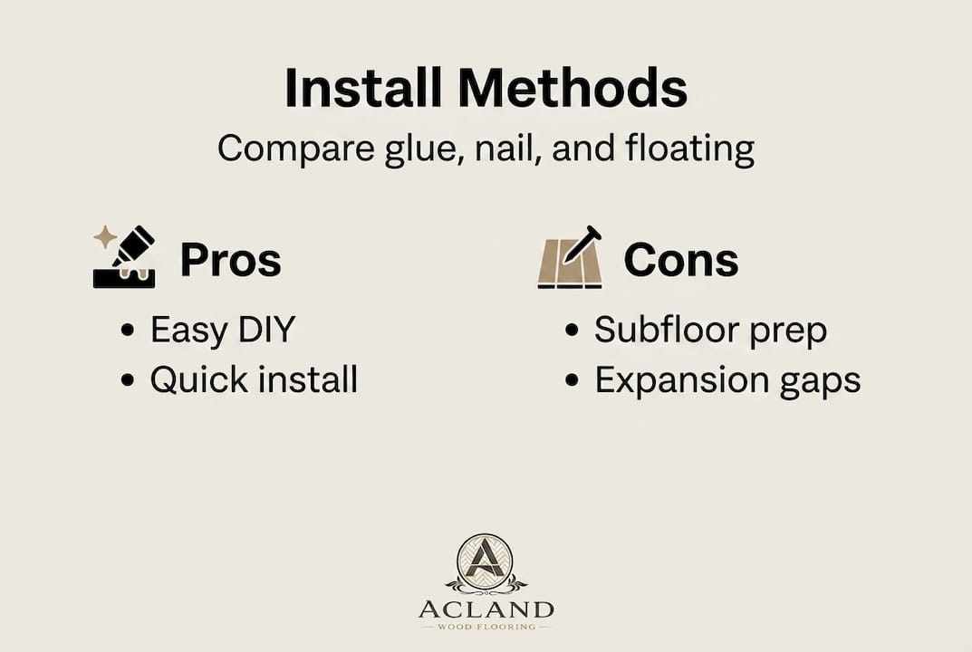 Infographic comparing plank flooring installation methods