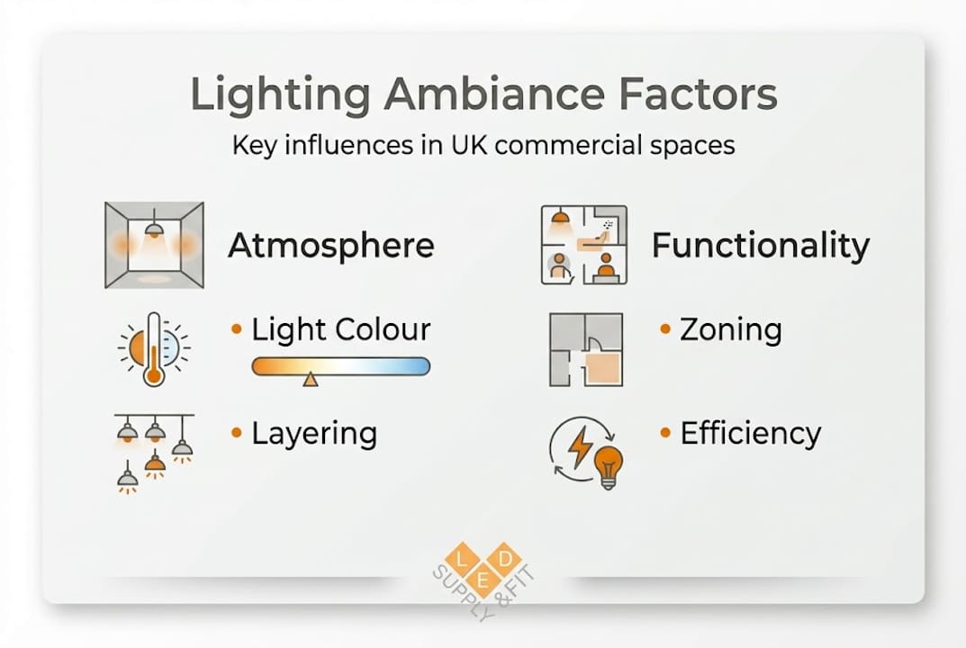 Infographic illustrating lighting ambiance factors