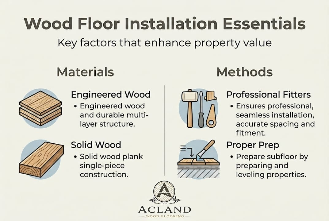 Infographic showing wood floor installation essentials