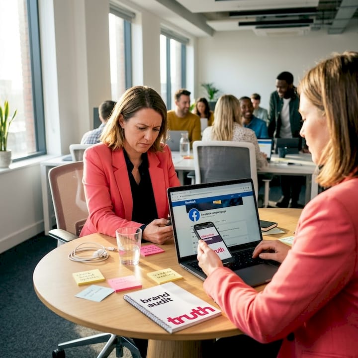 Employee reviews mismatched brand logos on screens