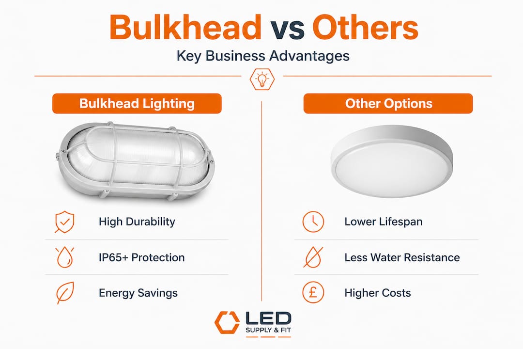 Infographic comparing bulkhead lighting with alternatives