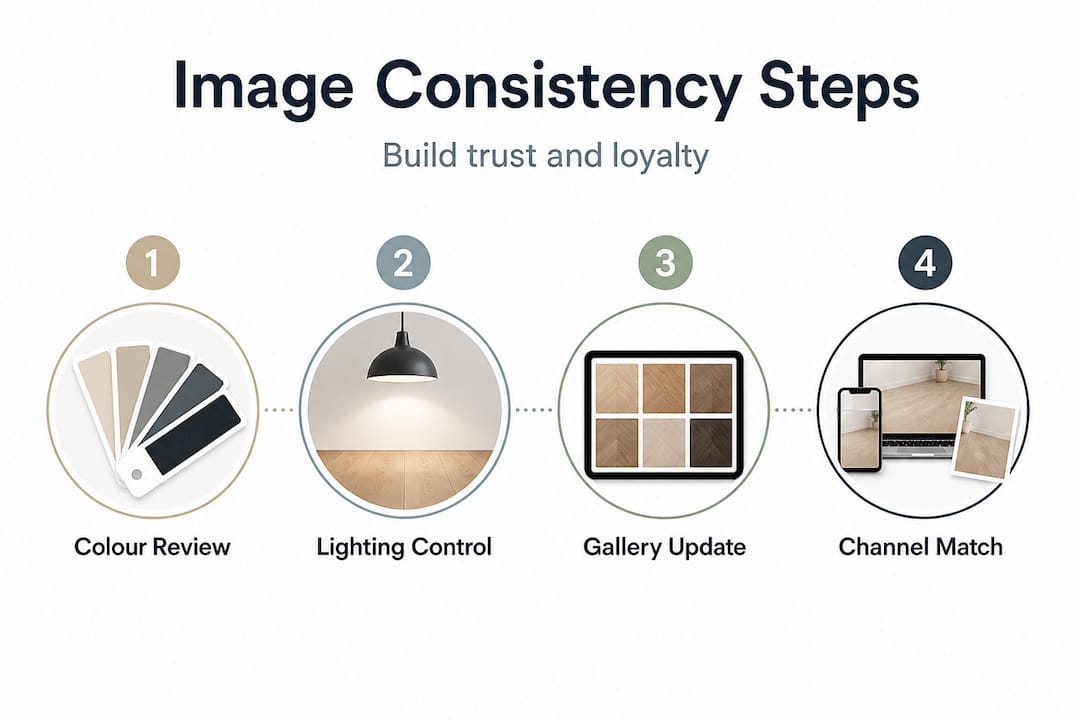 Infographic outlining flooring imagery consistency steps