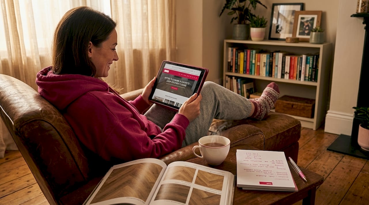 Customer shopping flooring online from home