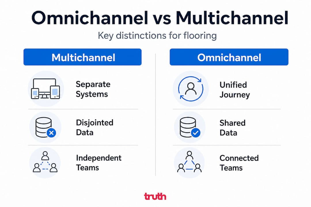 Infographic comparing omnichannel and multichannel marketing