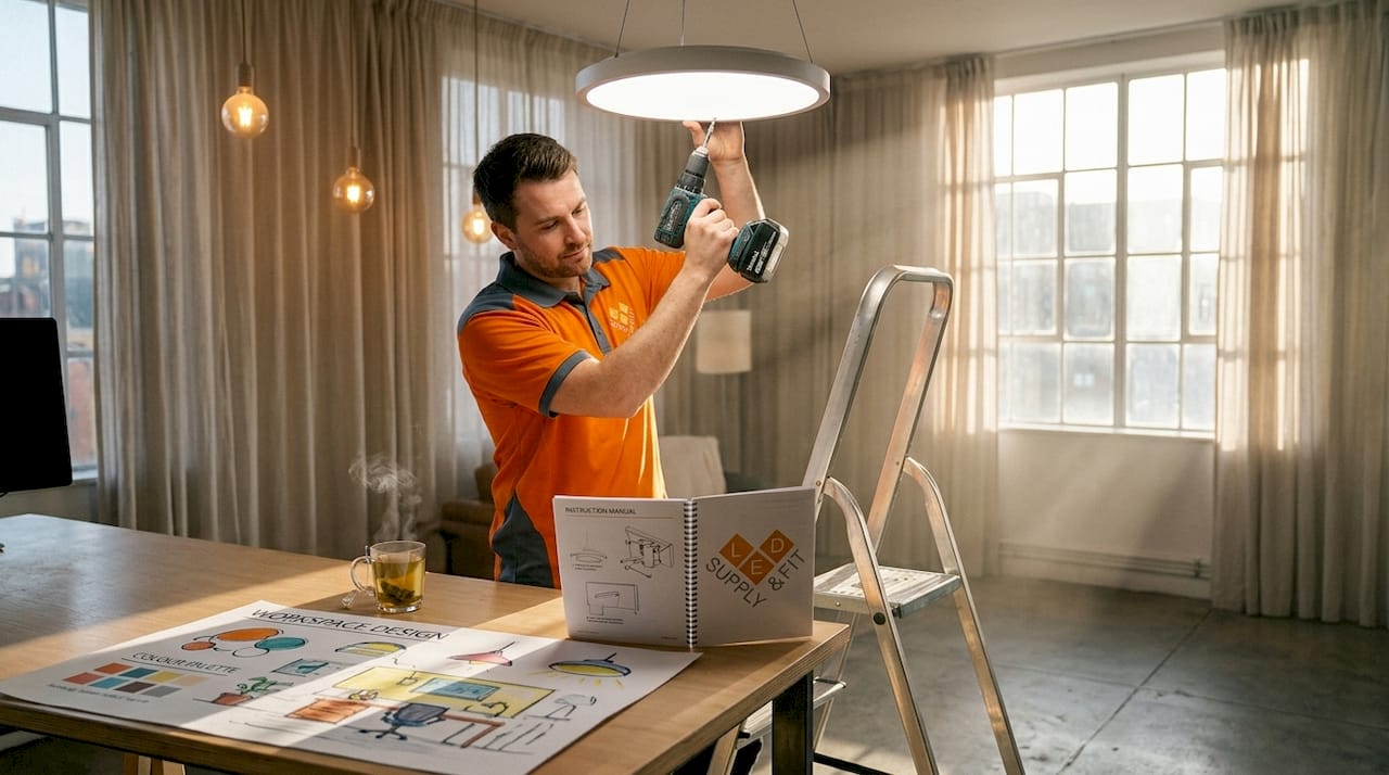 Technician installing LED during live trial