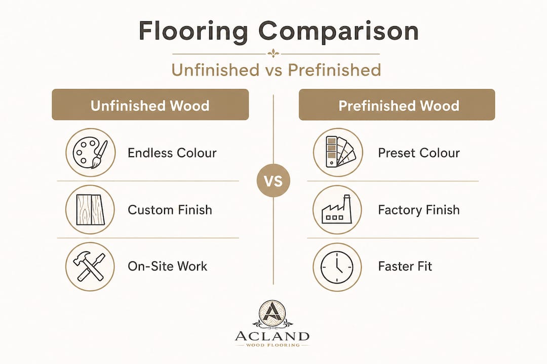 Infographic comparing unfinished and prefinished wood