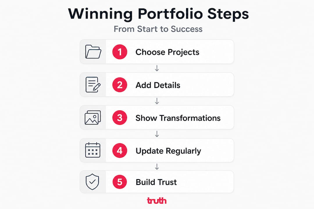 Infographic showing steps to strong flooring portfolio