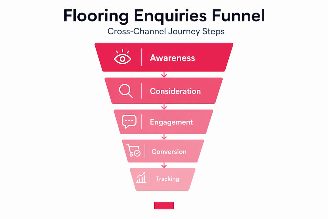 Infographic visualizing flooring journey funnel