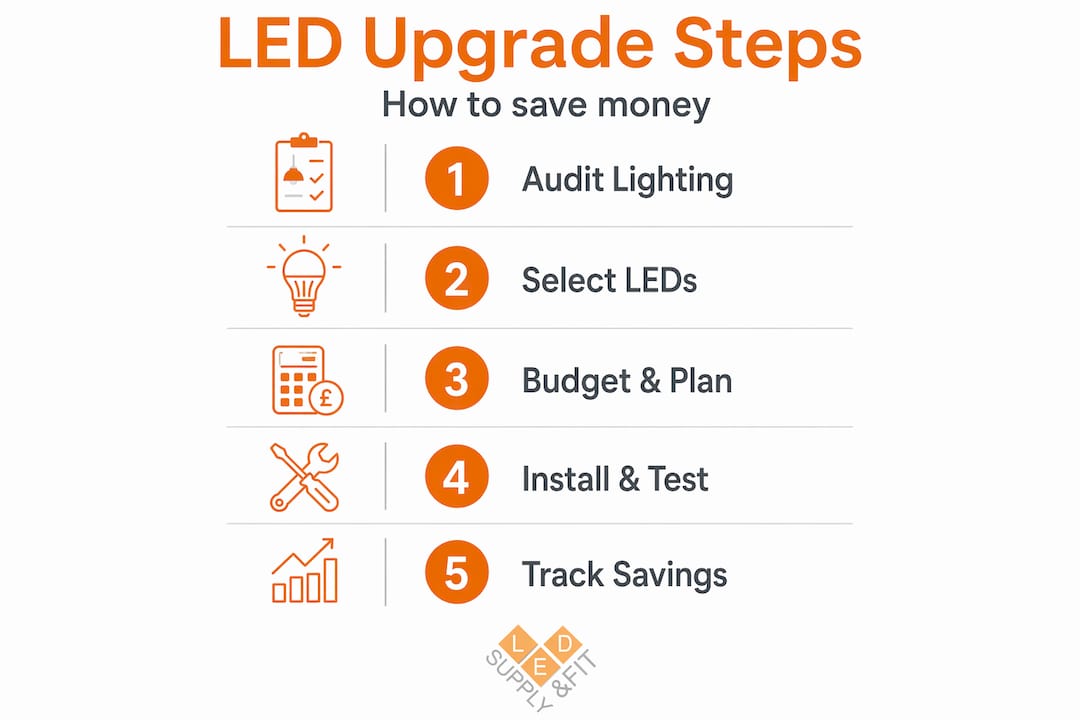 Infographic showing office LED upgrade steps