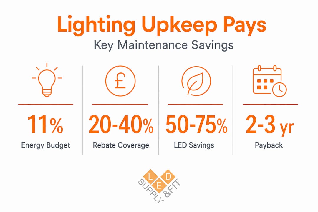Infographic highlighting lighting energy and cost savings