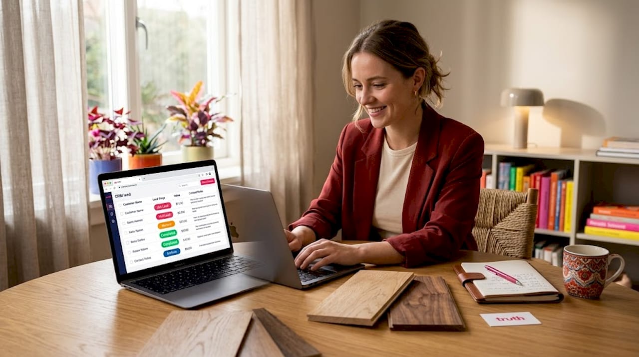 Manager organizing ad leads at coworking table