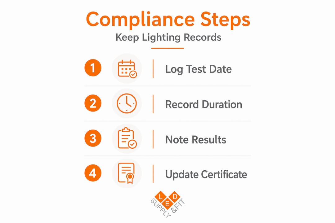 Infographic of steps for lighting compliance logs