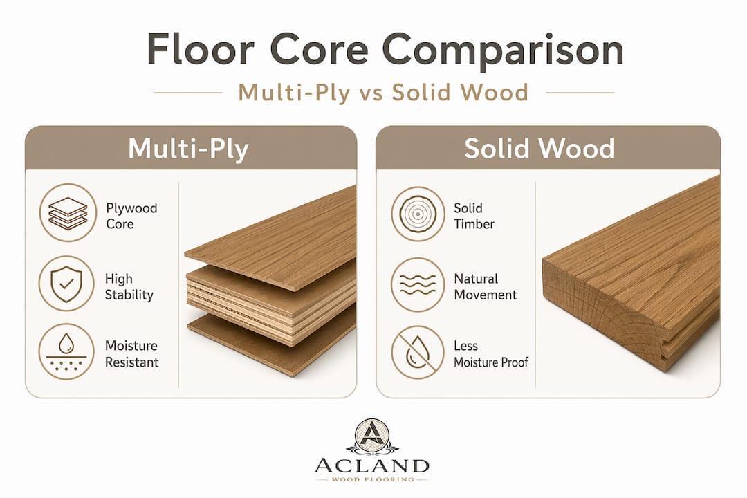 Infographic comparing multi-ply and solid wood flooring