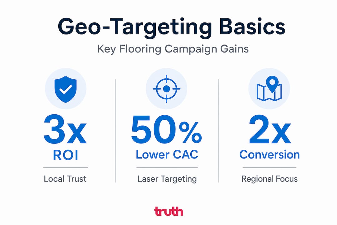 Infographic with statistics on geo-targeting benefits
