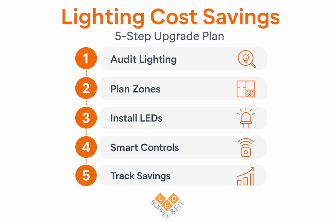 Infographic shows lighting cost reduction steps