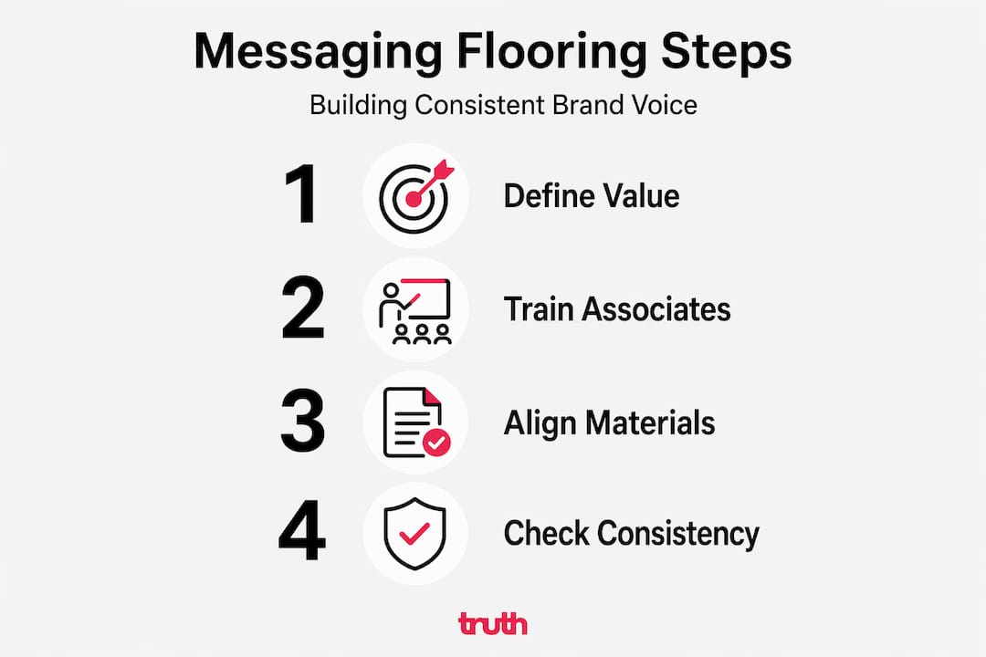 Infographic shows steps for branded messaging flooring