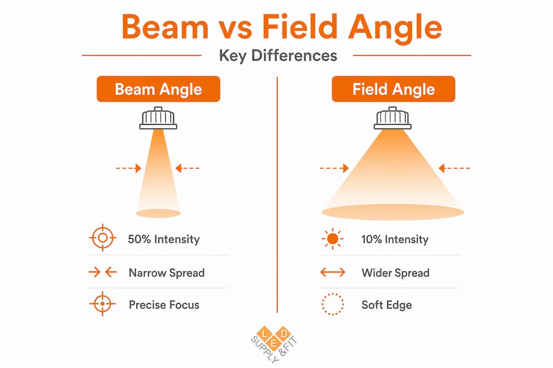 Infographic comparing beam angle and field angle
