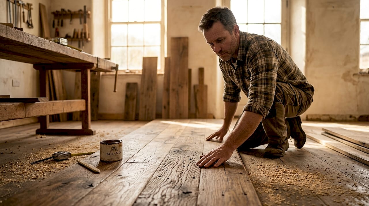Closeup of weathered reclaimed wood planks