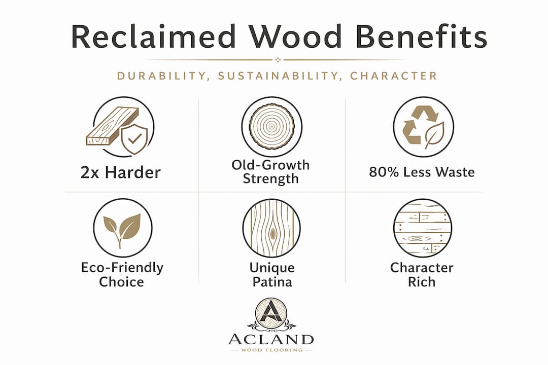 Infographic showing reclaimed wood flooring benefits