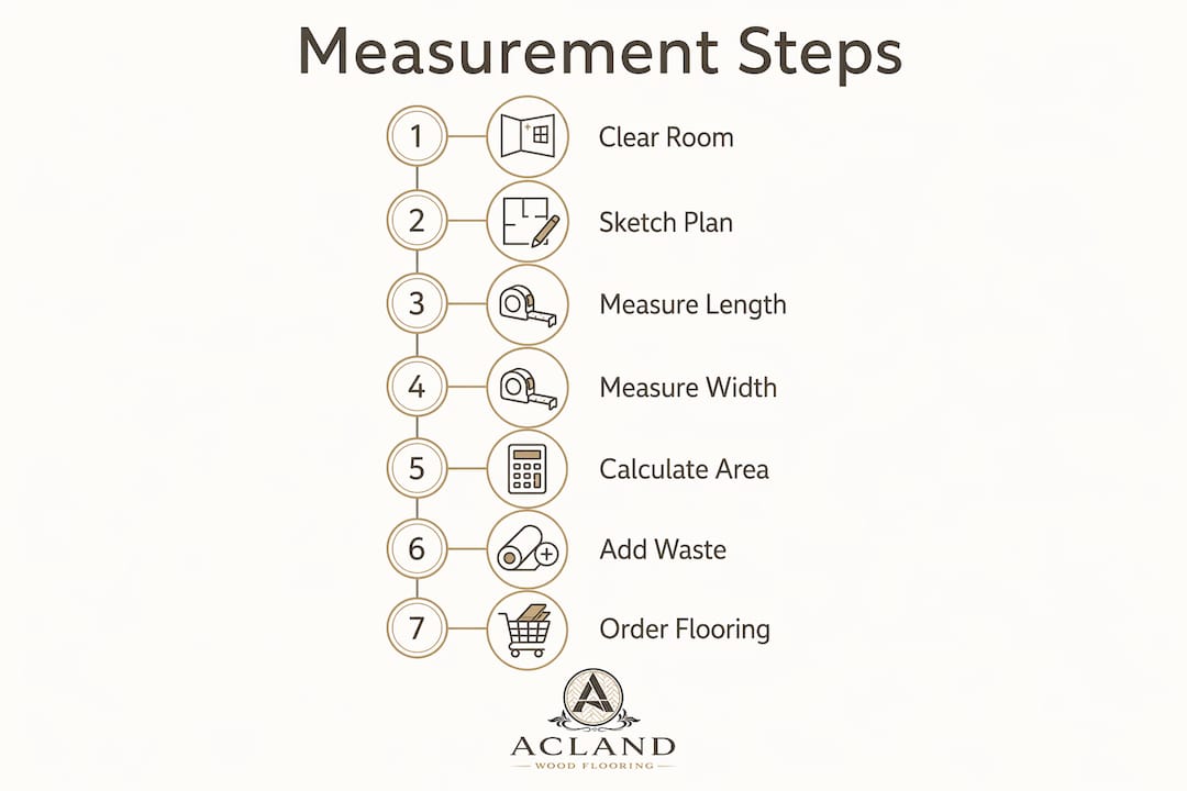 Step by step wood flooring measurement infographic