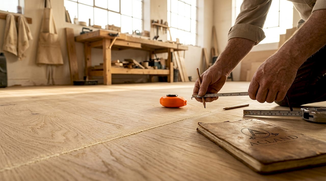 Marking chalk lines on wood subfloor