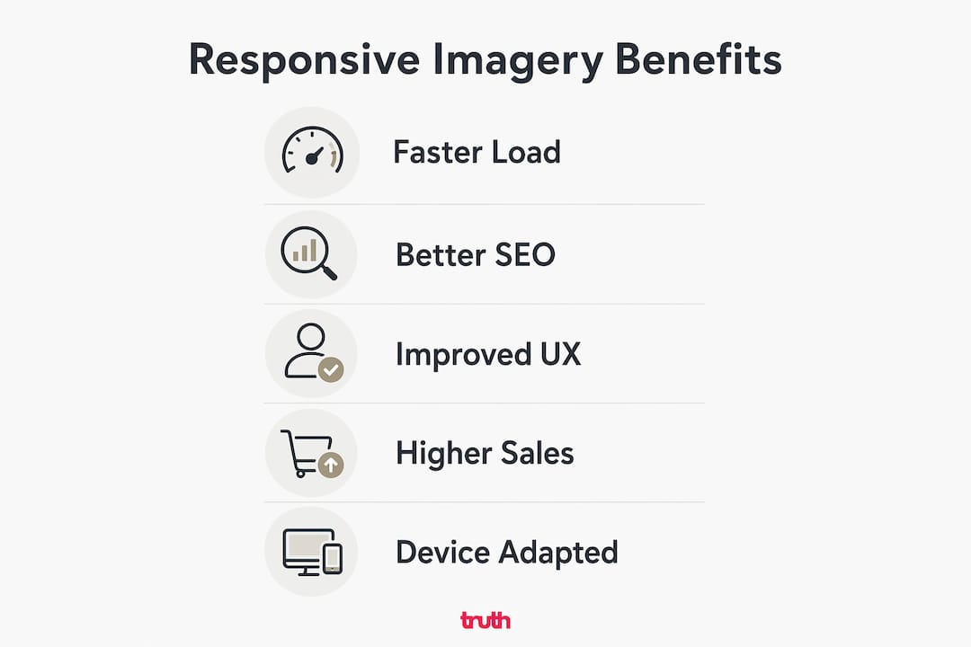 Infographic showing benefits of responsive imagery for flooring websites
