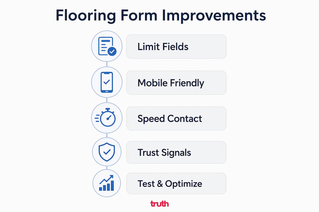 Infographic showing key steps to improve flooring contact forms