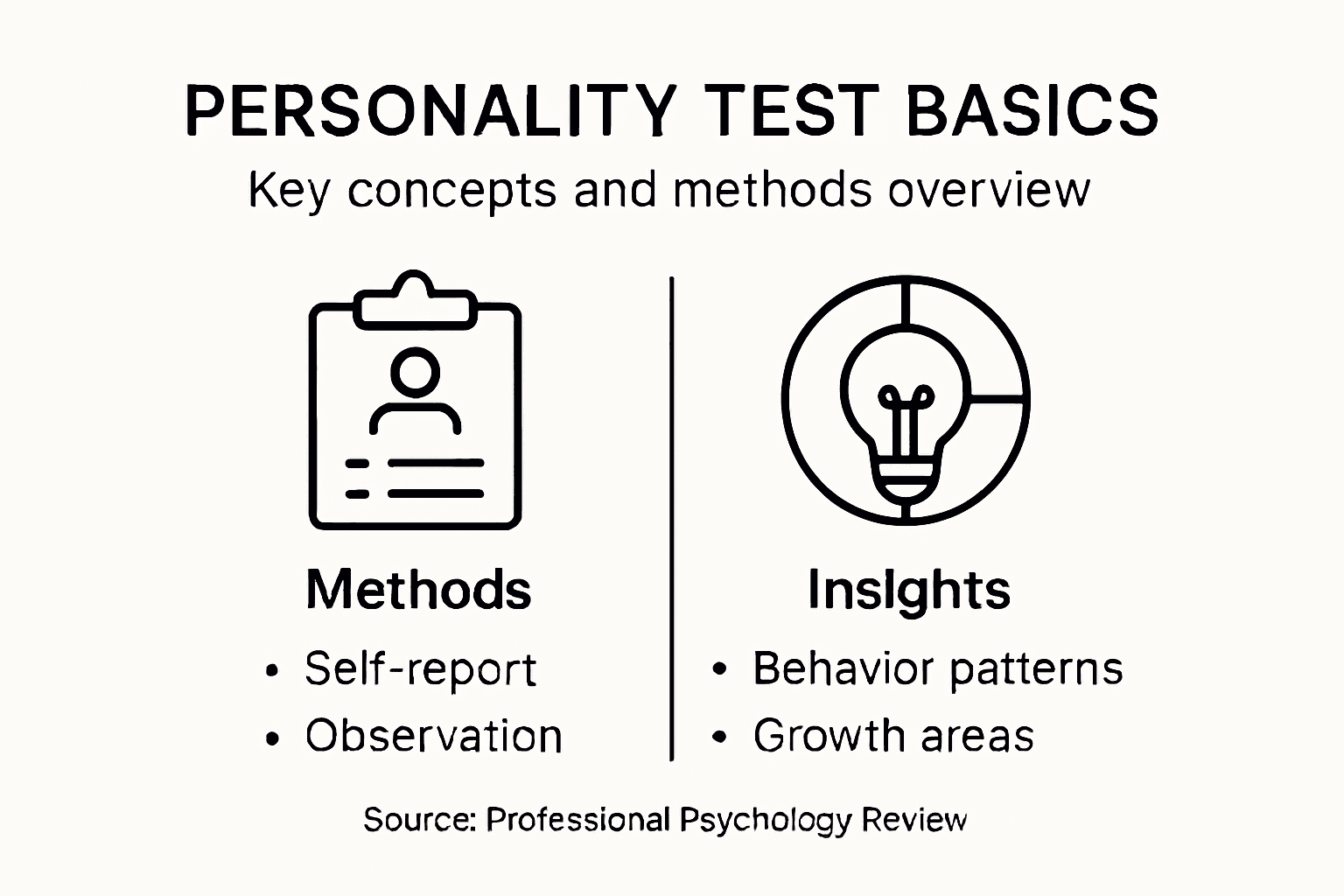 Infographic showing personality test basics and methods