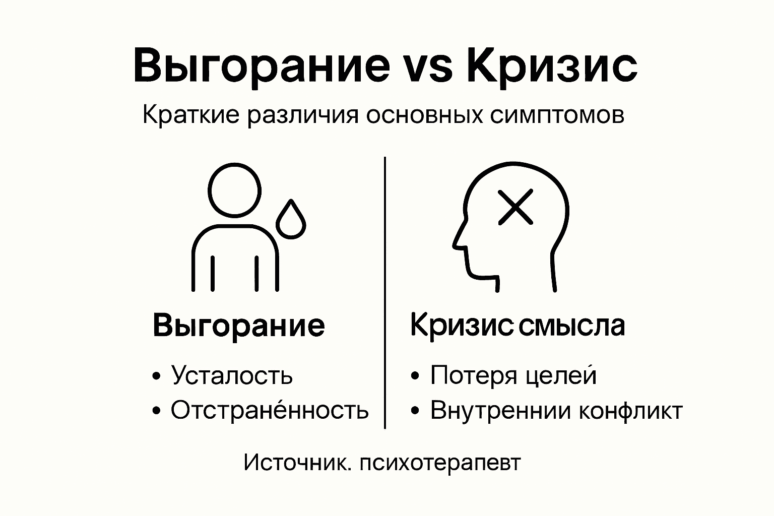 Инфографика: чем отличается профессиональное выгорание от жизненного кризиса