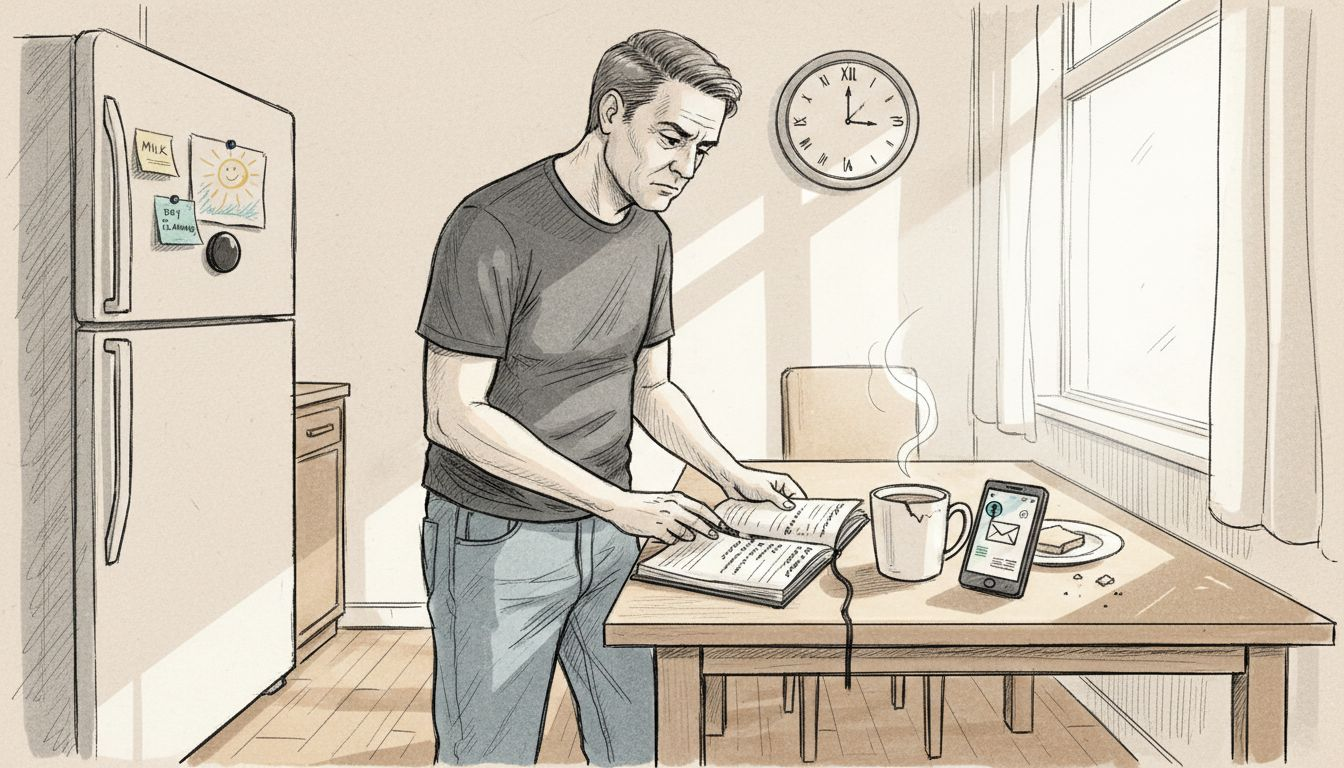 Man organizing daily routine for ikigai