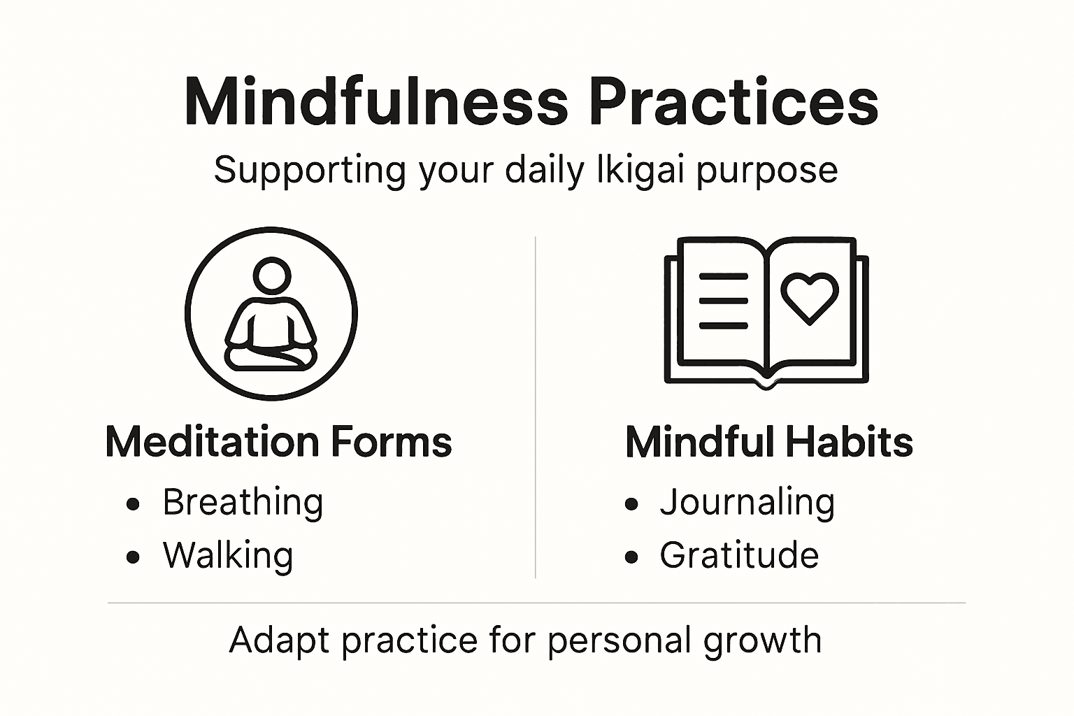 Infographic on mindfulness types for Ikigai