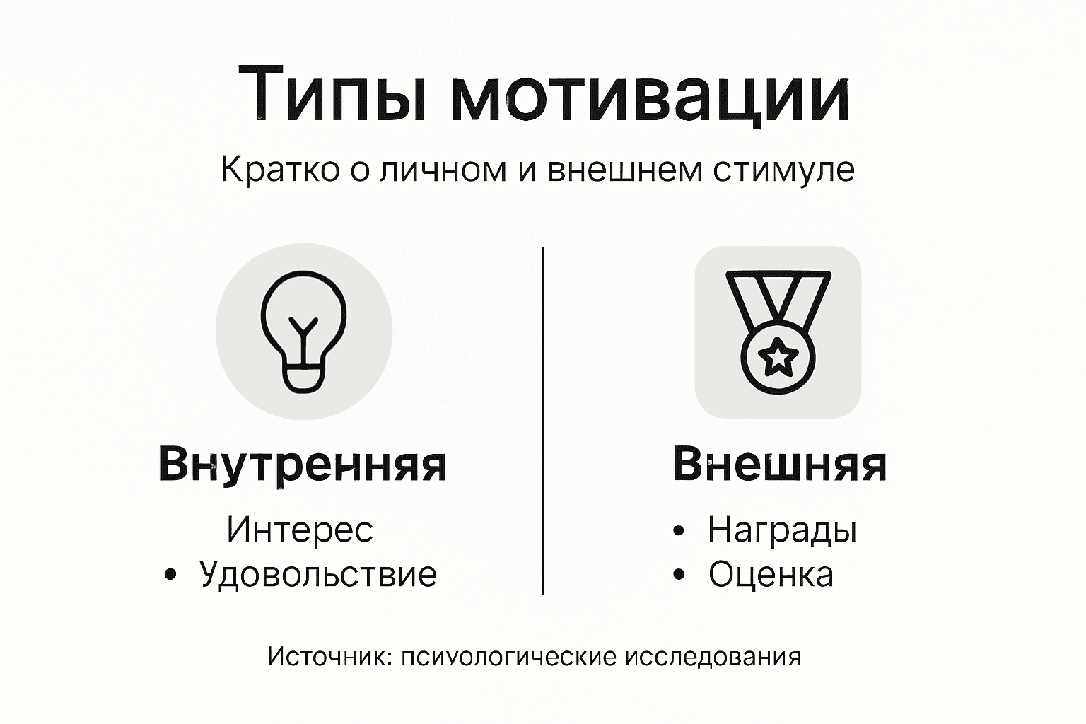 Инфографика: сравнение внутренней и внешней мотивации