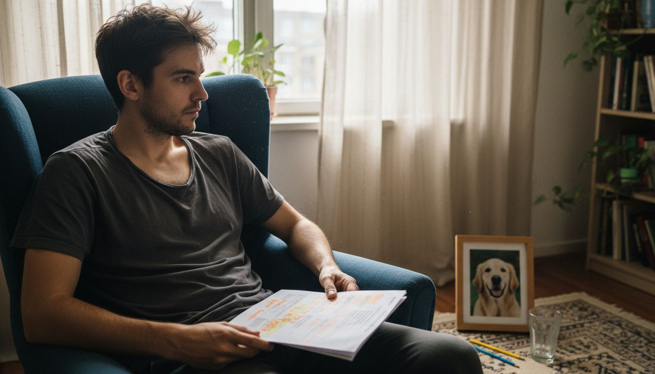 Мужчина внимательно изучает результаты проведённого теста.