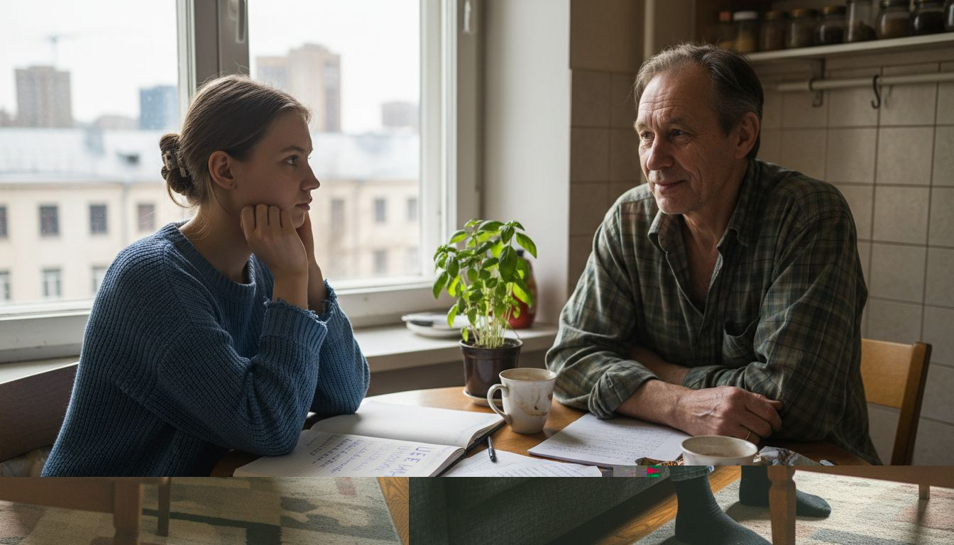 Два друга сидят на диване и обсуждают, у кого мотивации больше.