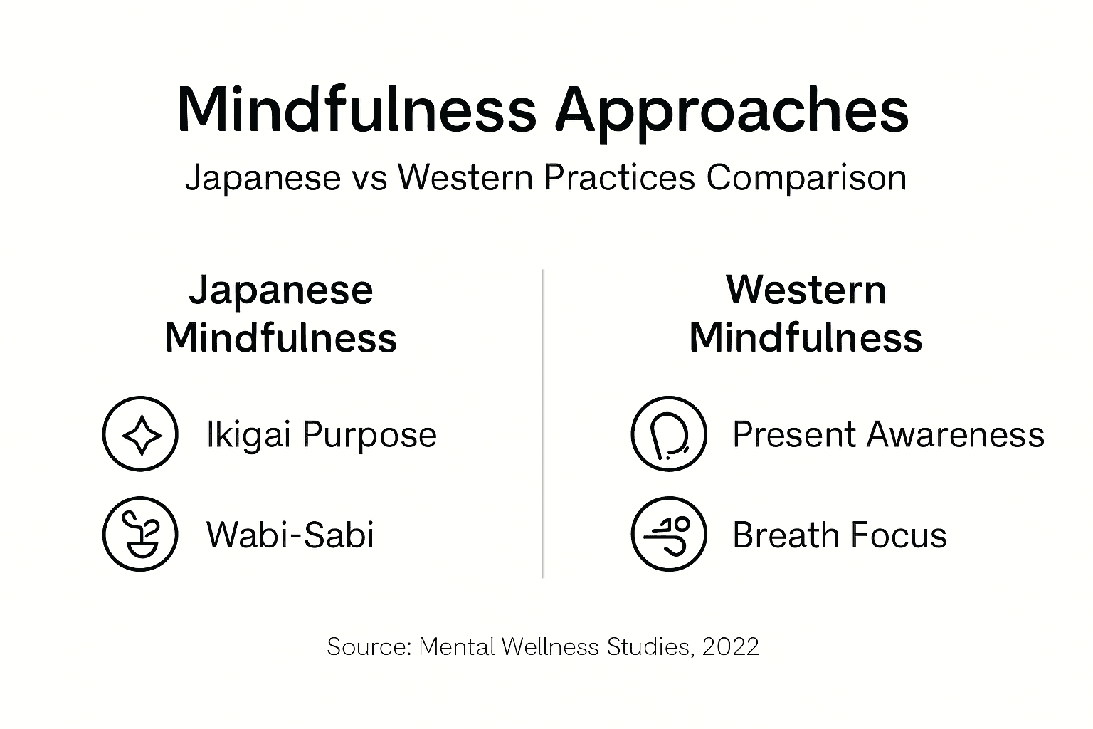 Infographic comparing Japanese and Western mindfulness