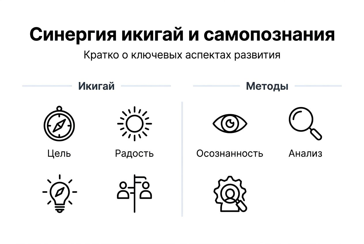 Инфографика: как сочетание концепции икигай и самопознания помогает найти свое призвание