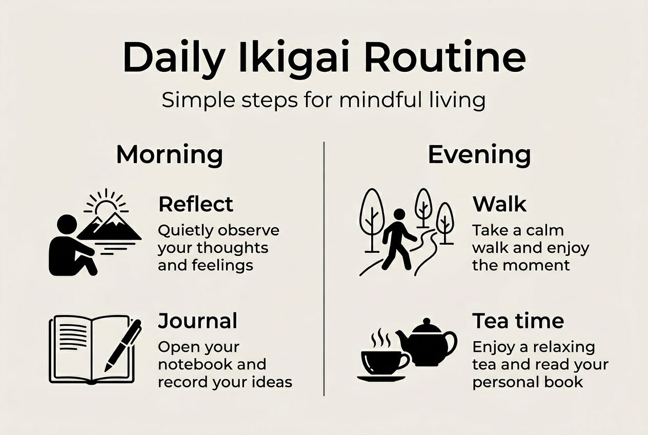 Infographic daily Ikigai routine steps